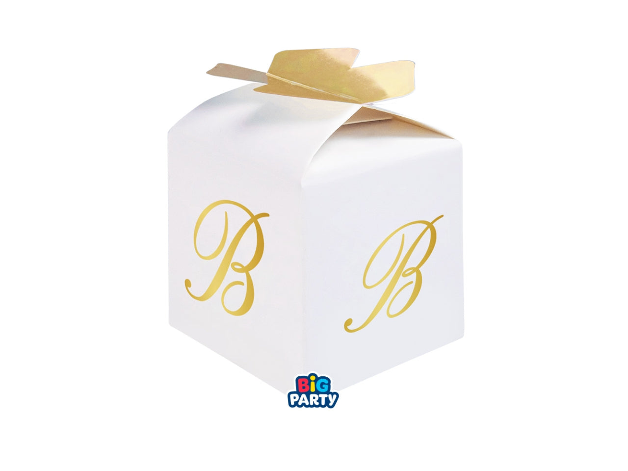 Scatoline portaconfetti Cubetto Fiocco Lettera B Oro set da 10 scatoline