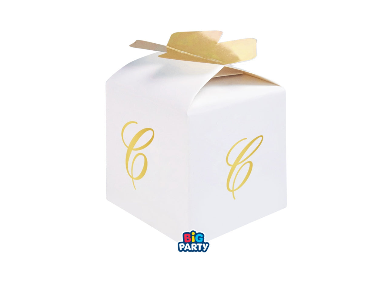 Scatoline portaconfetti Cubetto Fiocco Lettera C Oro set da 10 scatoline