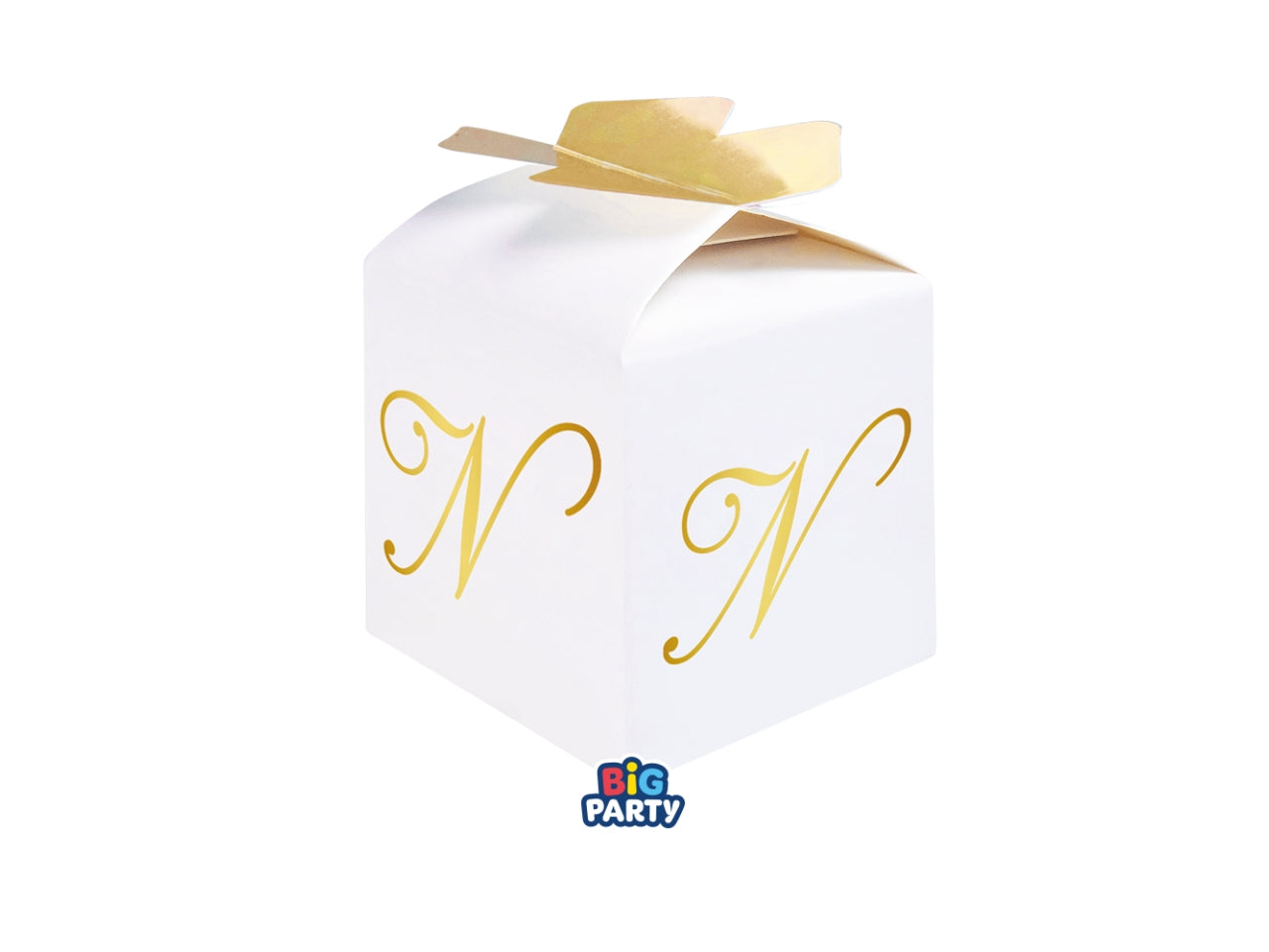 Scatoline portaconfetti Cubetto Fiocco Lettera N Oro set da 10 scatoline