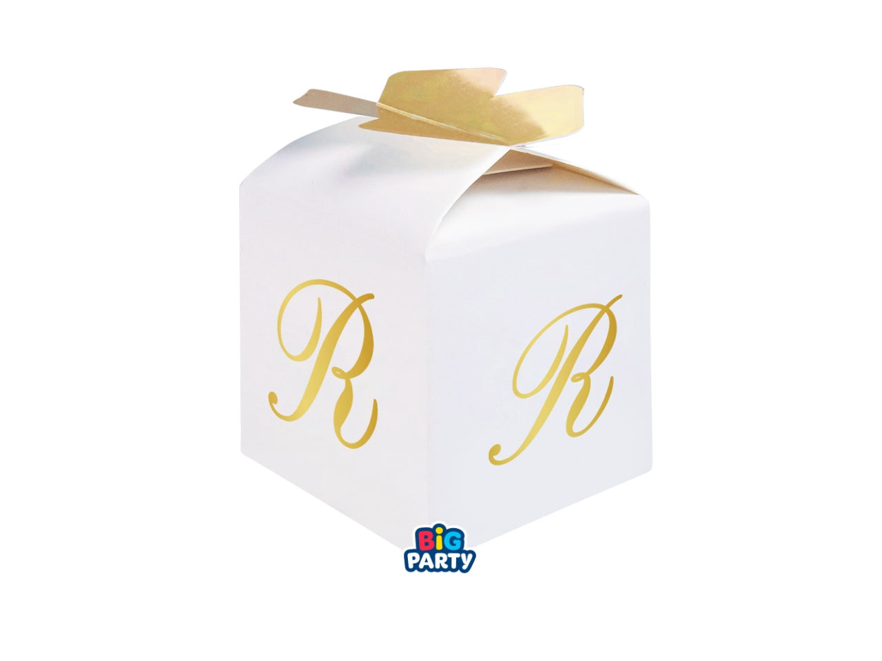 Scatoline portaconfetti Cubetto Fiocco Lettera R Oro set da 10 scatoline