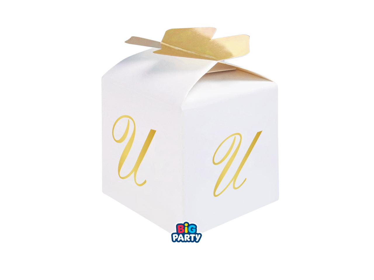 Scatoline portaconfetti Cubetto Fiocco Lettera U Oro set da 10 scatoline
