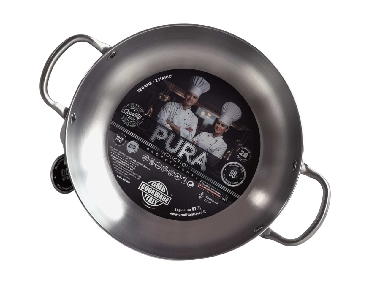 Pura induction-tegame 2m inox 26cm 3mm