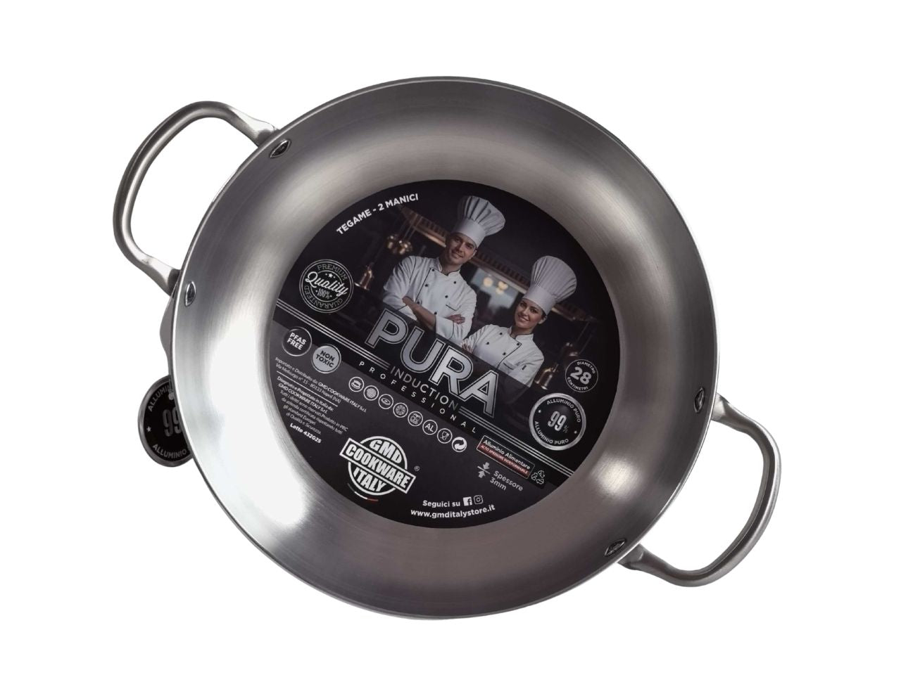 Pura induction-tegame 2m inox 28cm 3mm
