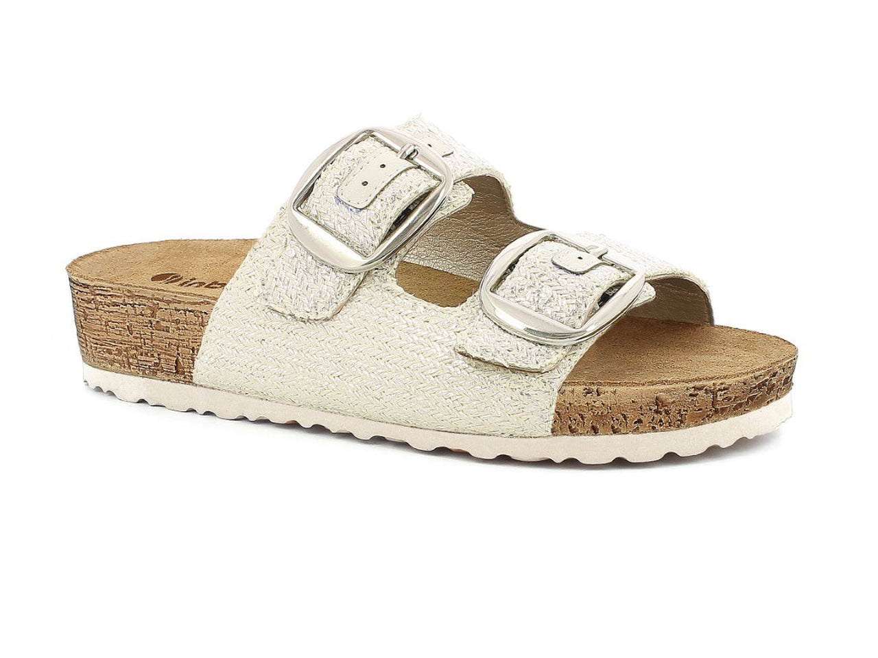 Inblu ciabatta donna doppia fascia con fibbie, bianca taglia 39