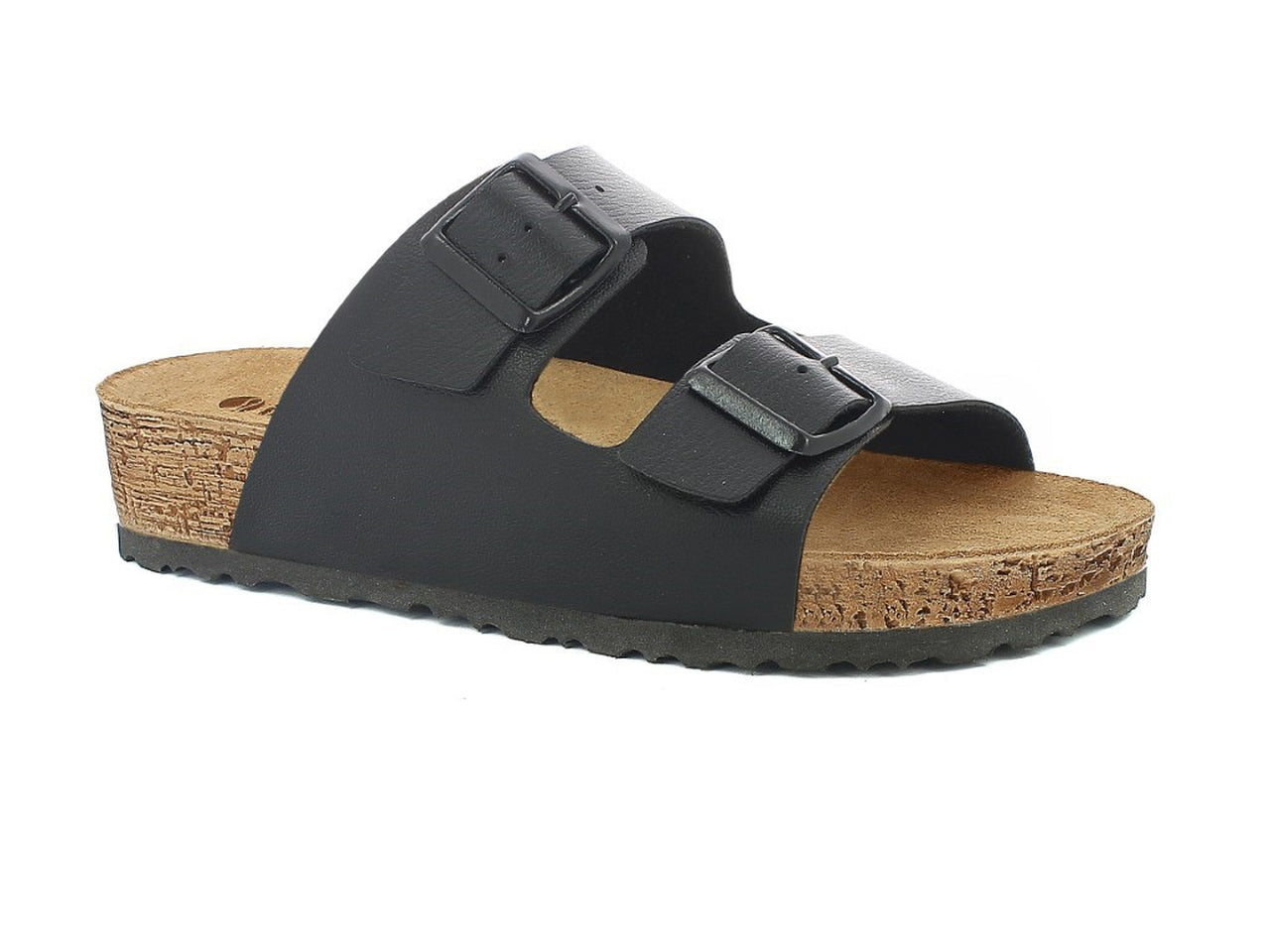 Inblu ciabatta donna con doppia fascia e fibbia regolabile, nera taglia 39