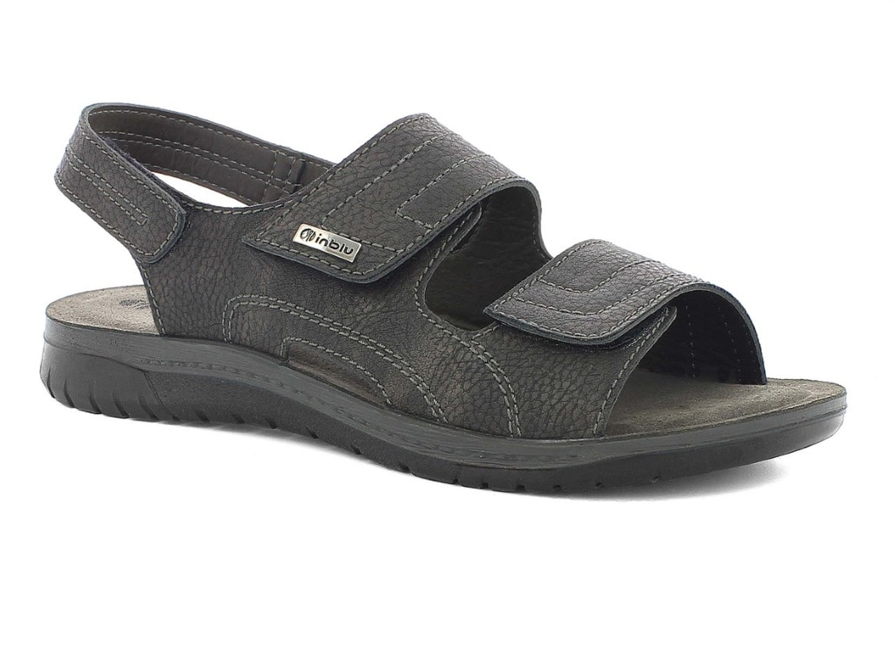 Inblu sandali uomo con chiusura a strappo, nero taglia 44