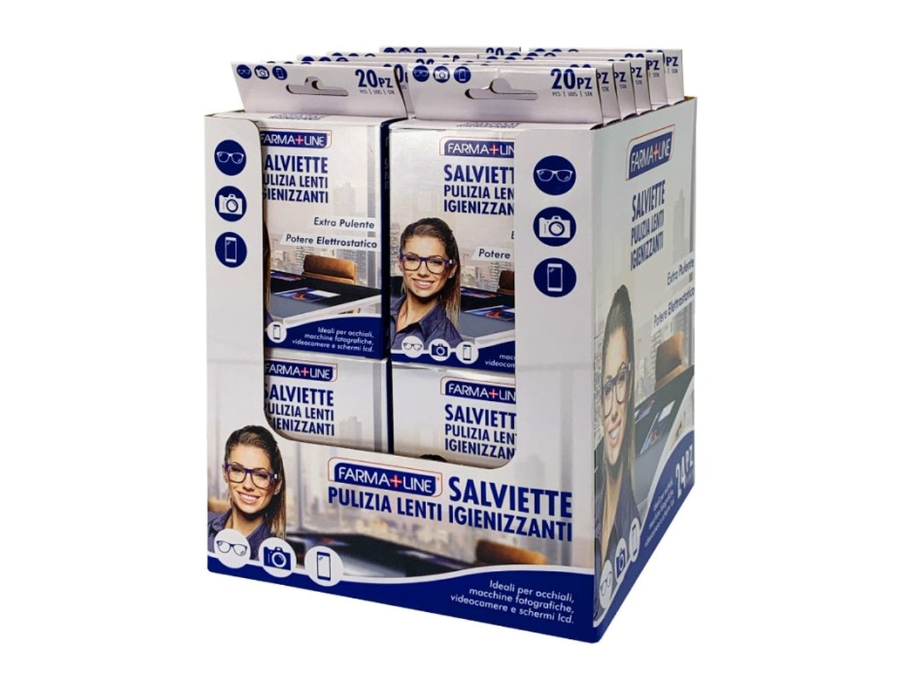 Salviette occhiali farmaline set da 20 salviette