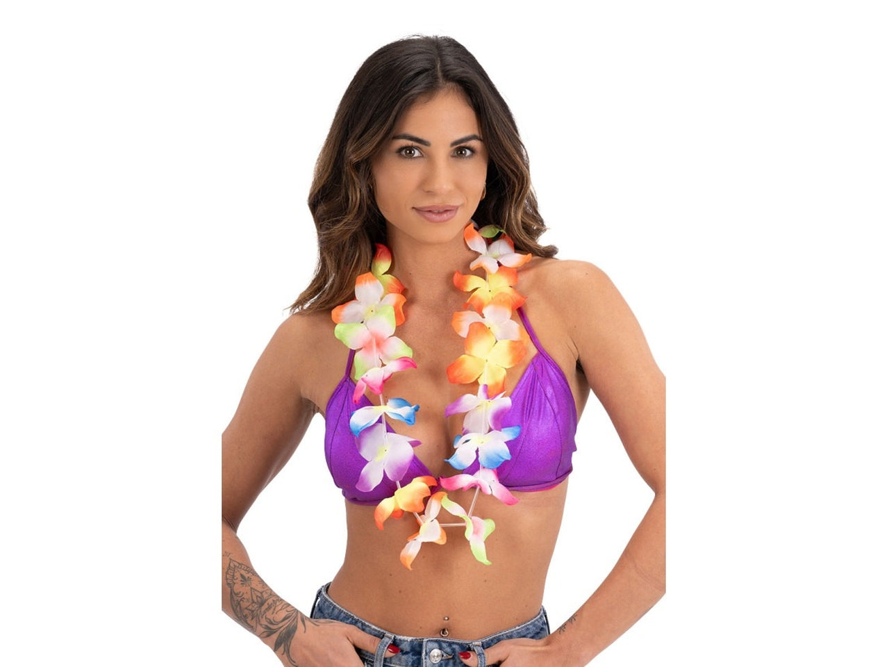 Collana hawaii multicolor con cavallotto