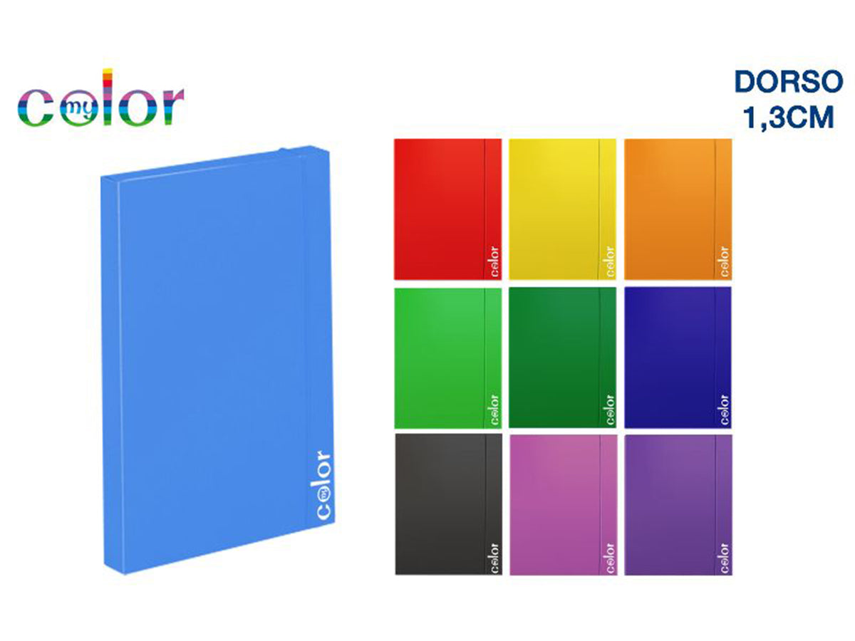 Cartelina a4 con elastico 200gr d.1,3 in 10 colori assortiti