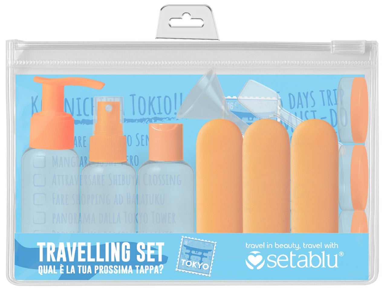 Kit flaconi da viaggio 11 pezzi etichette