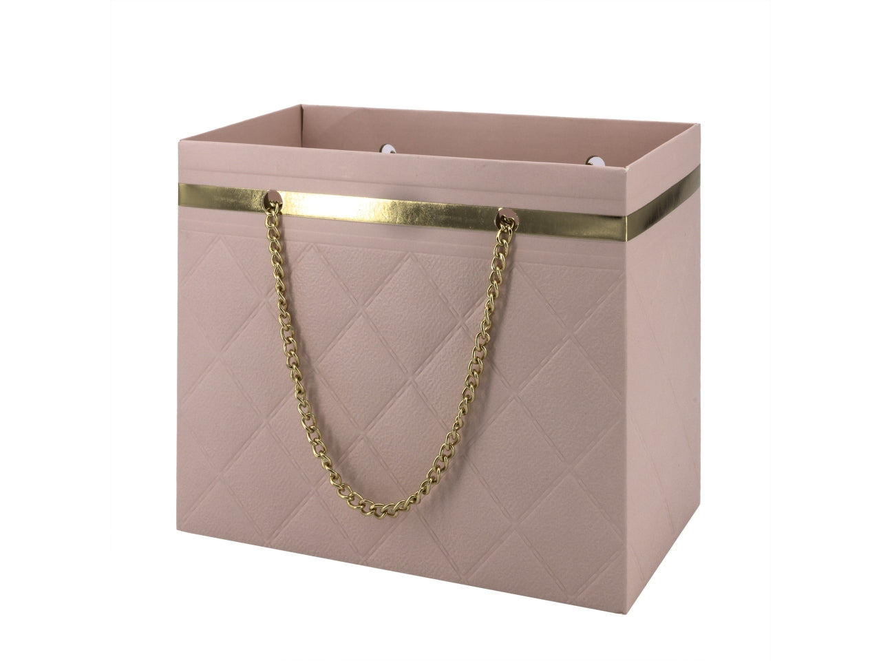 Borsetta in plastica misura 18x10x15cm con catena rosa antico