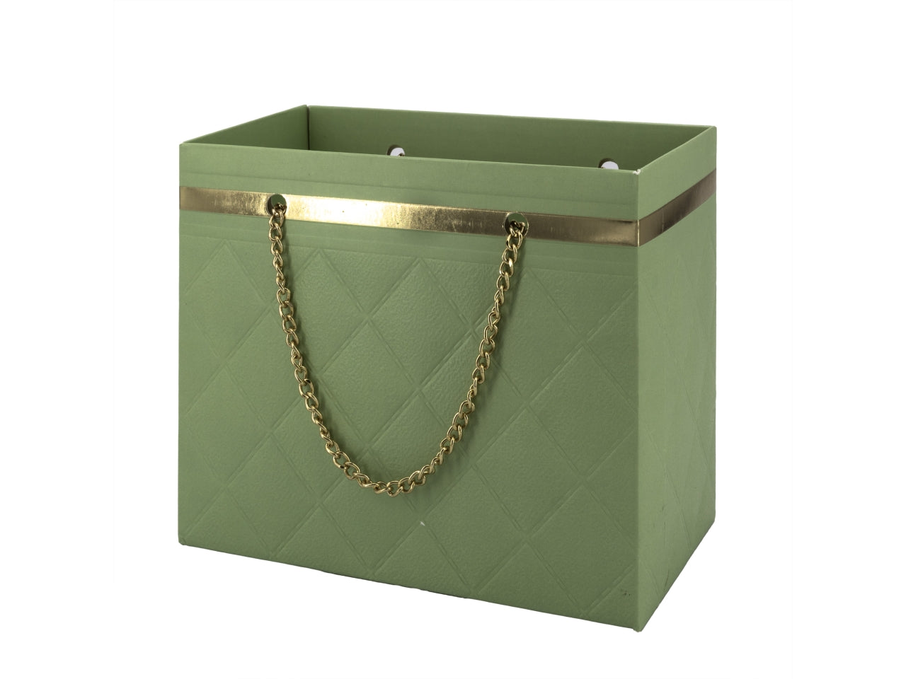 Borsetta in plastica misura 18x10x15cm con catena salvia