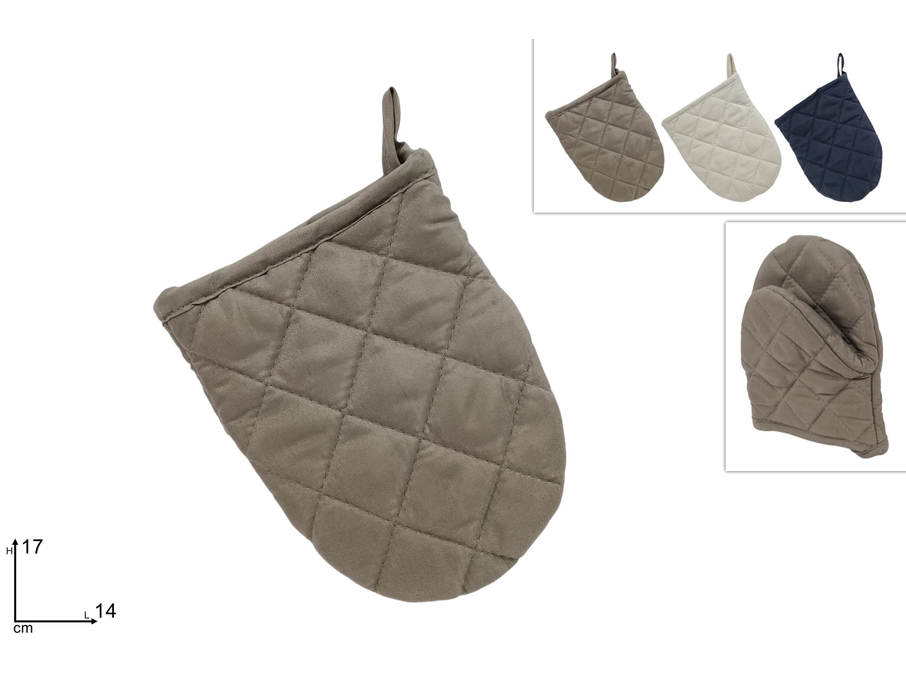 Guantino da forno in tessuto 17cm in 3 colori assortiti