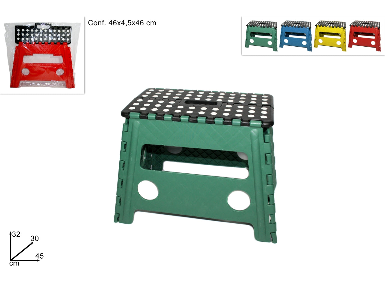 Sgabello richiudibile 45xh.32cm 4 colori assortiti