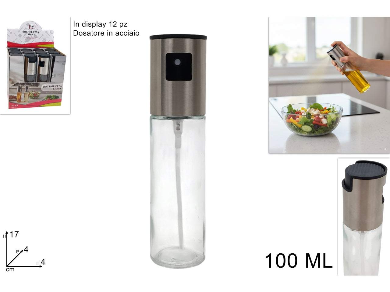 Bottiglia in vetro spray per olio/aceto da 100ml