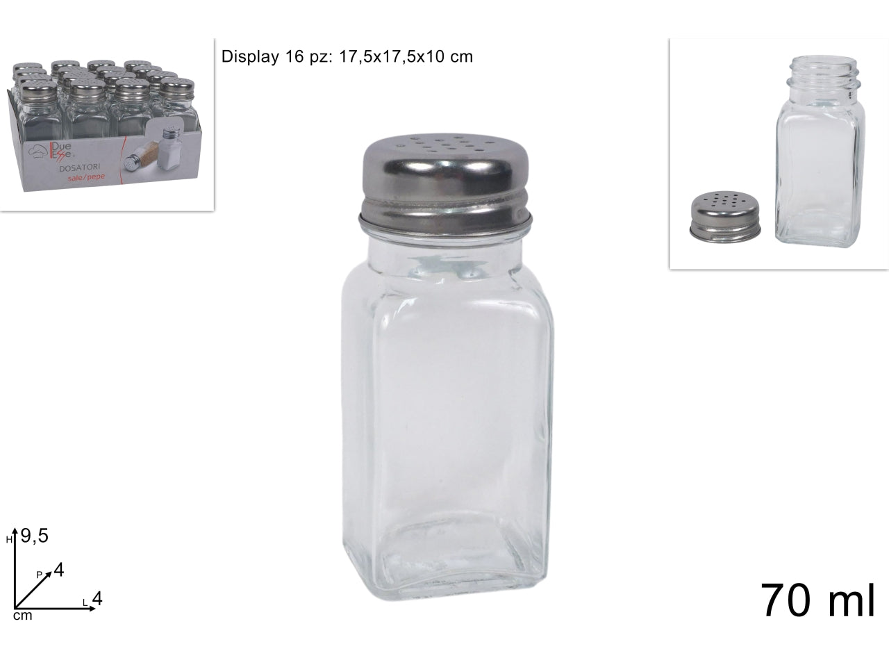 Dosatore in vetro per sale/pepe 70ml