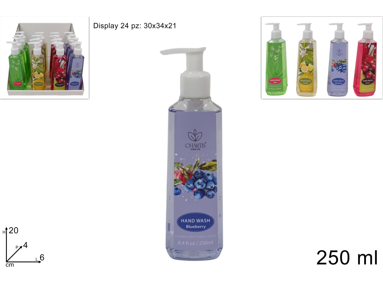 Sapone mani con dispenser da 250ml, fragranze assortite