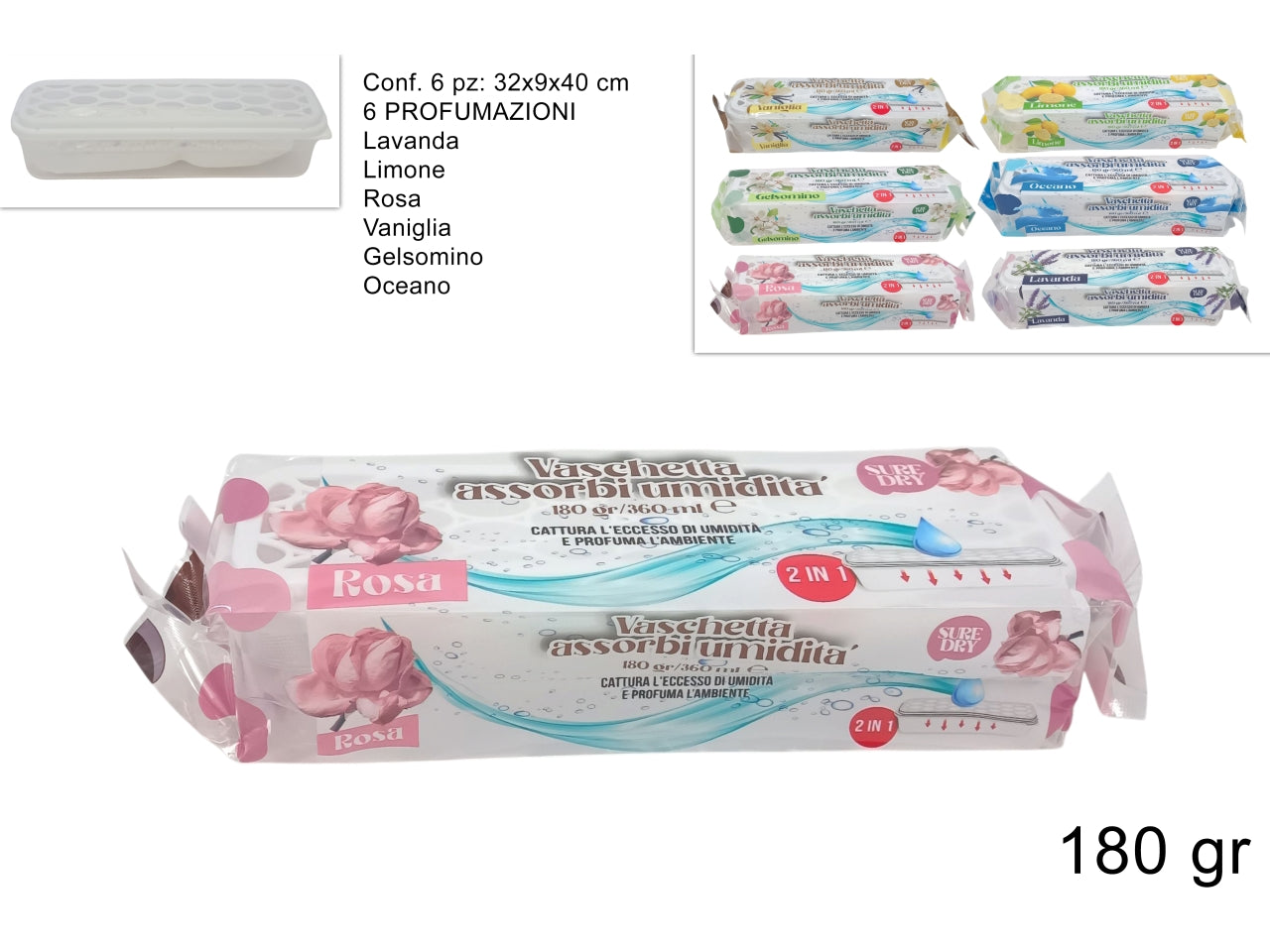 Deumidificatore 180gr in 6 fragranze assortite