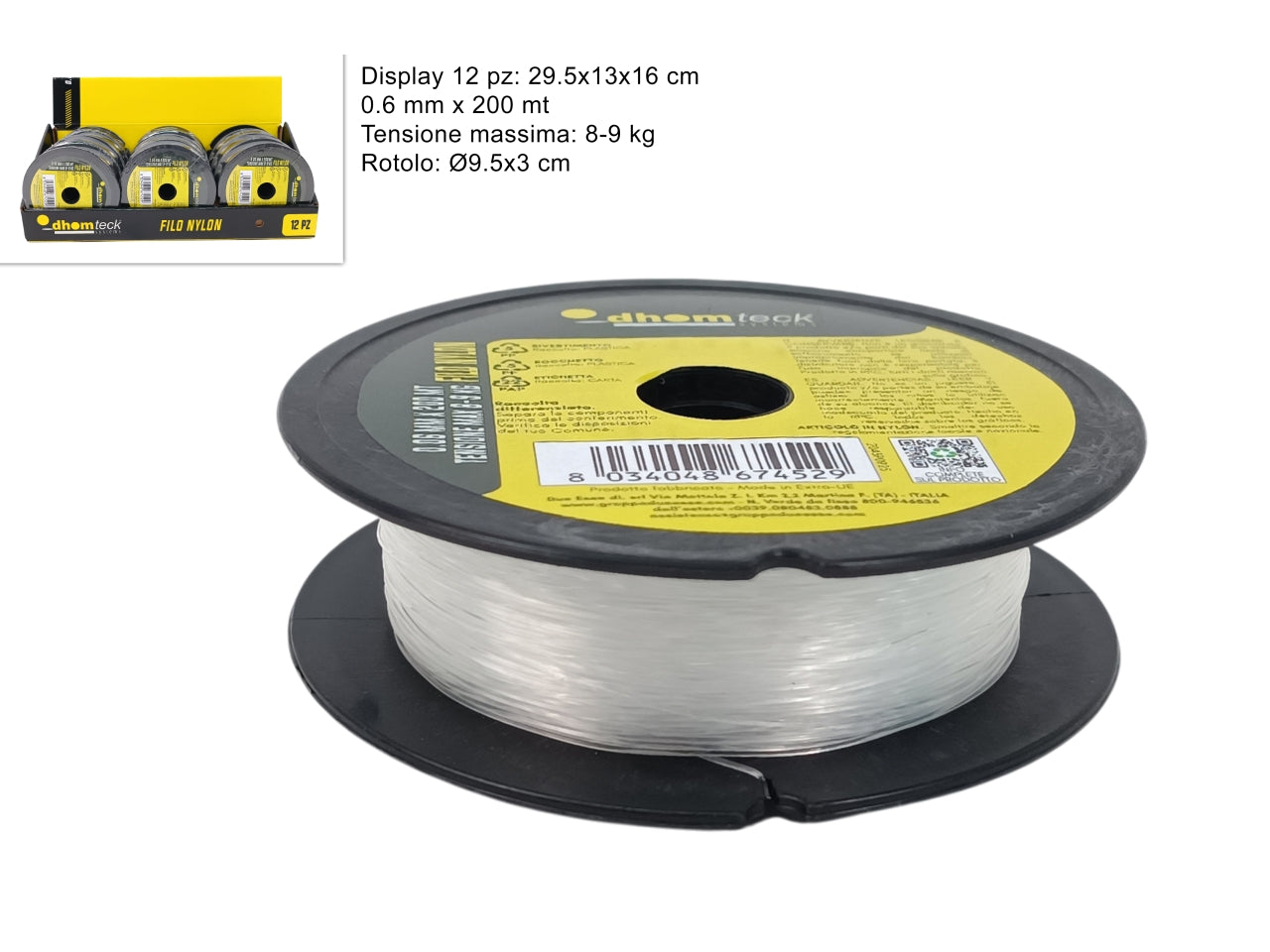 Bobina filo nylon 0,6mmx200mt