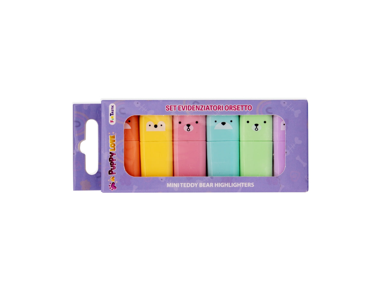Mini evidenziatori orsetto set da 6 evidenziatori