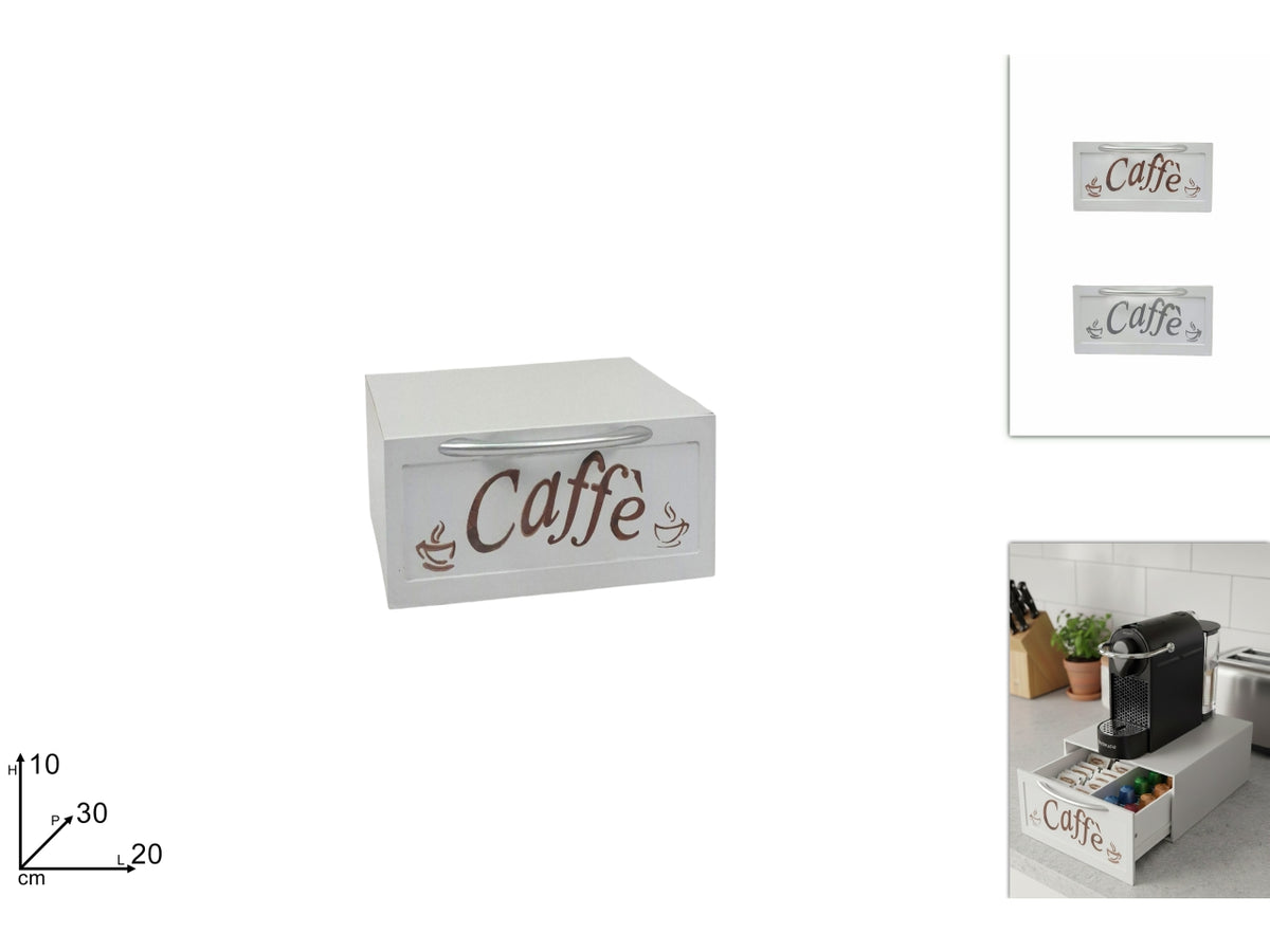 Portacialde in legno con scritta CaffÃ¨ 30x20x10cm, 2 colori assortiti