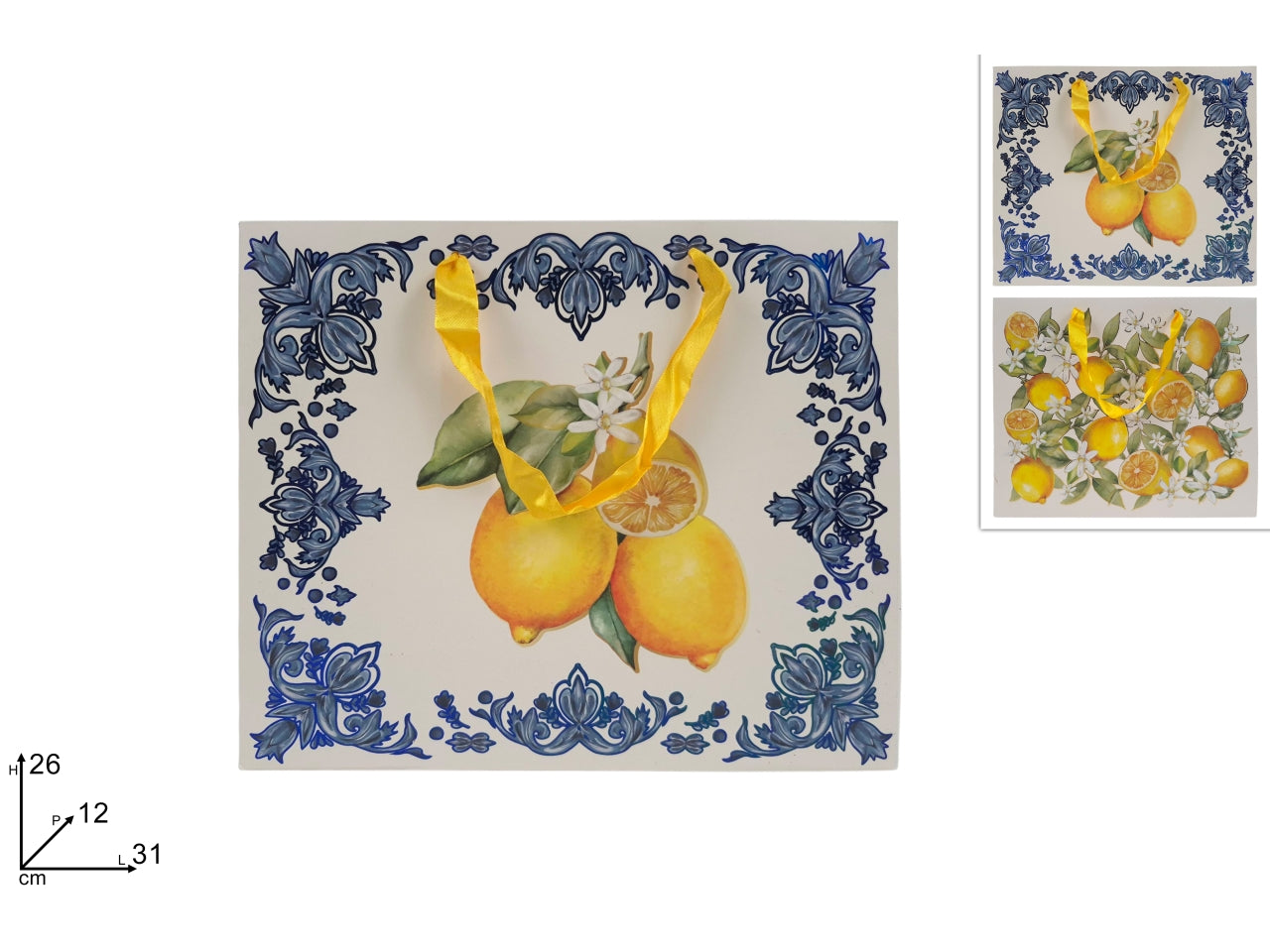 Shopper decoro limoni 31x26x12cm in 2 assortimenti