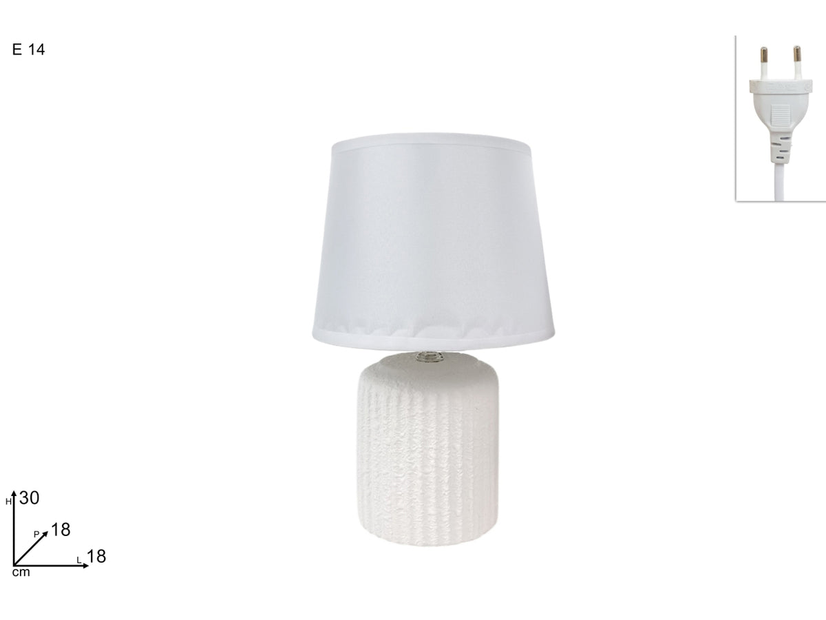 Lume in ceramica 30cm, fantasia a righe bianco