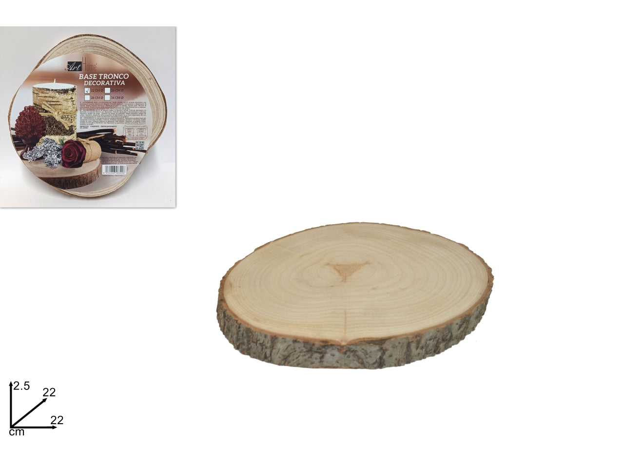 Base tronco legno 22cm