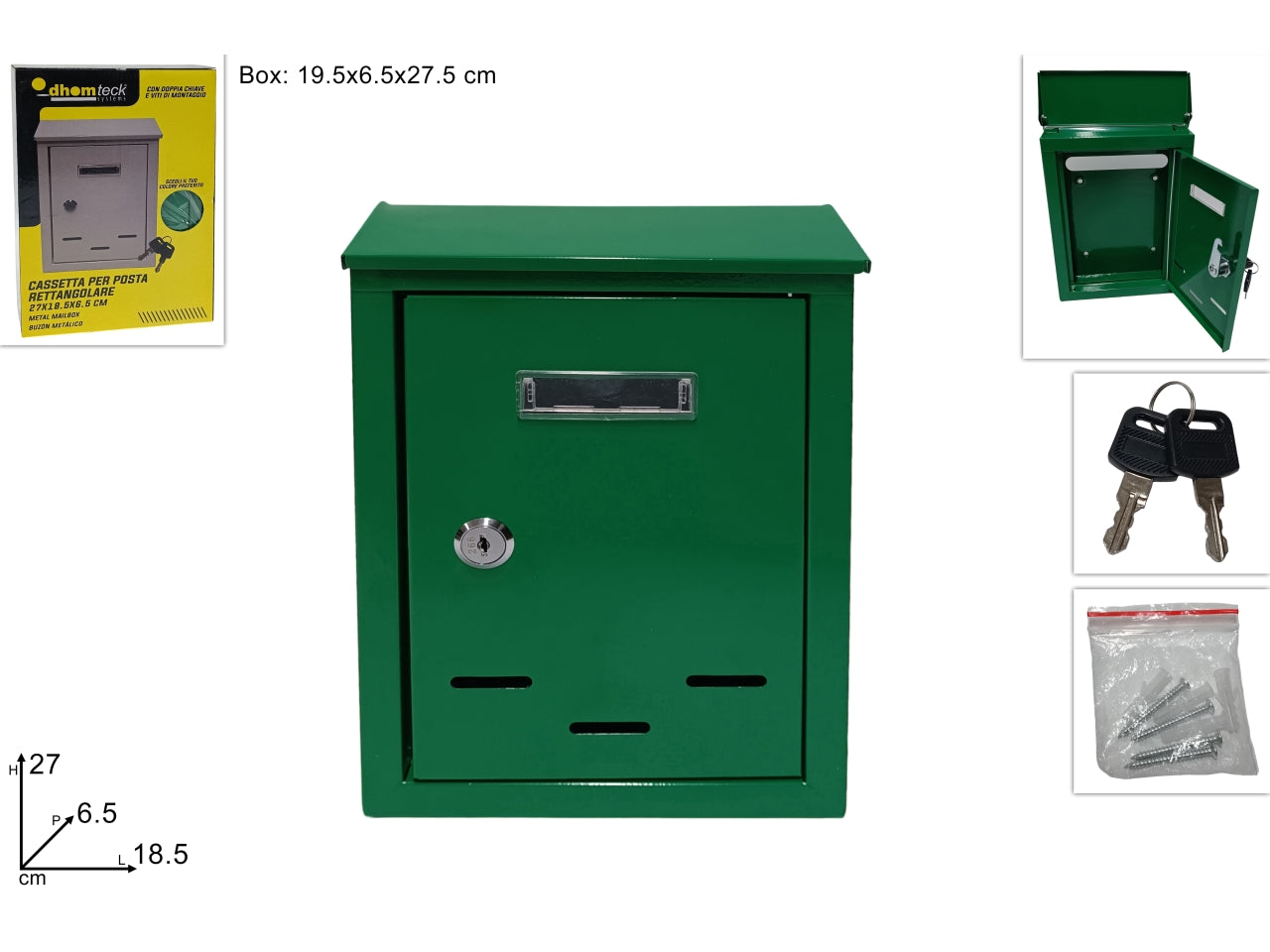 Cassetta per posta 27x18,5x6,5cm verde
