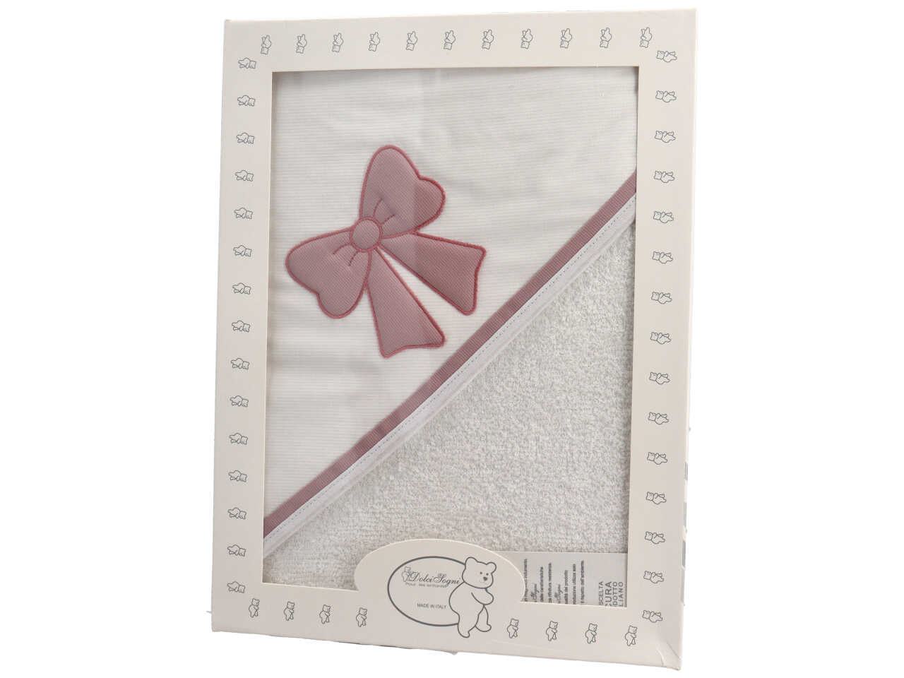Accappatoio triangolo ricamato rosa antico