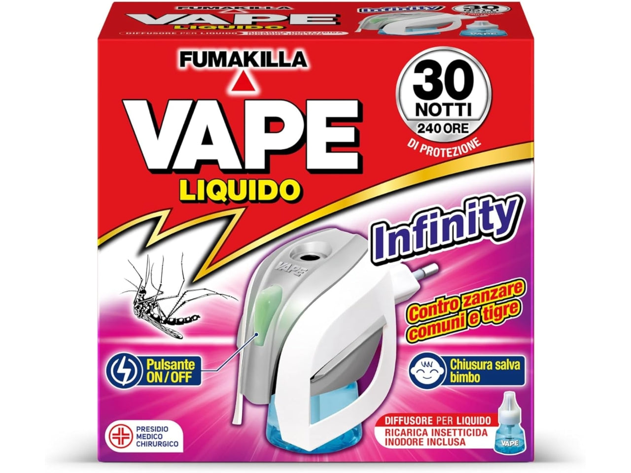Vape elettroemanatore Infinity con ricarica 30notti 15ml
