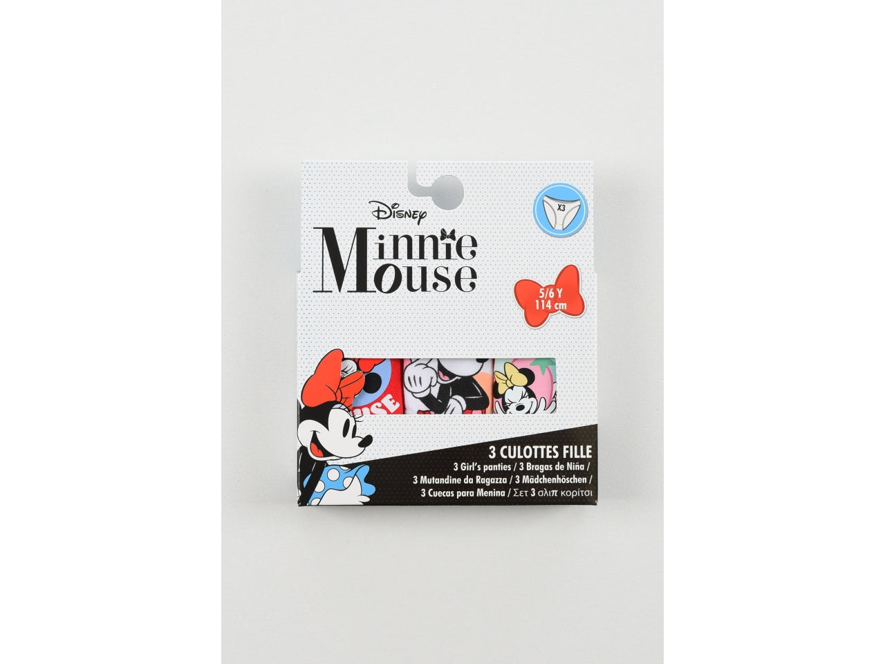 Minnie mutandine in box da 3 pezzi, taglia 3/4anni