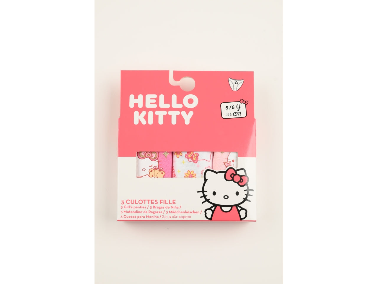 Hello kitty mutandine in box da 3 pezzi, taglia 3/4anni