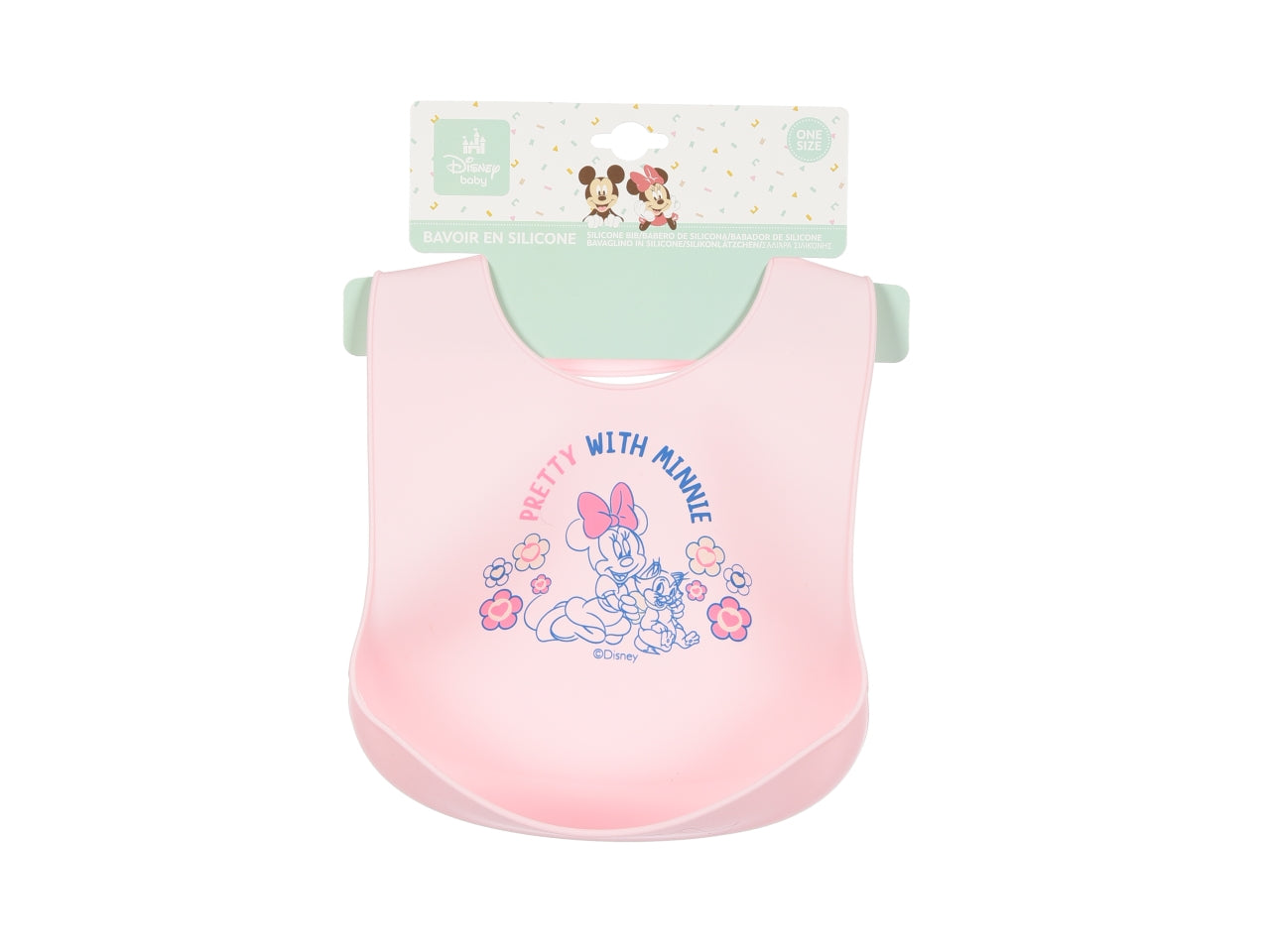 Minnie bavetta in silicone rosa chiaro 30x23cm