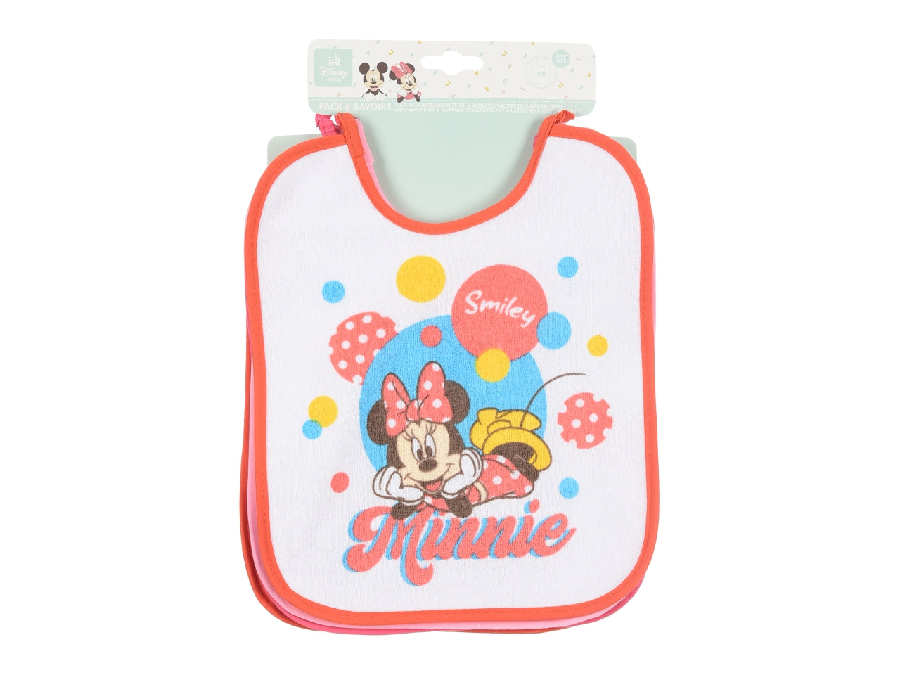 Minnie set 6 bavette 27x22,5cm assortite