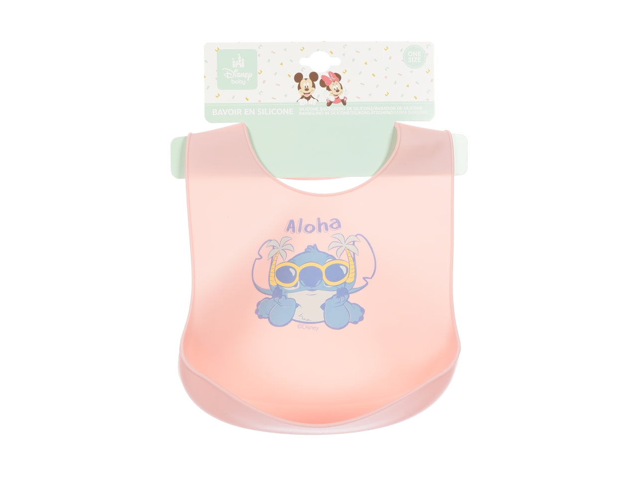 Lilo e stitch bavetta in silicone rosa chiaro 30x23cm