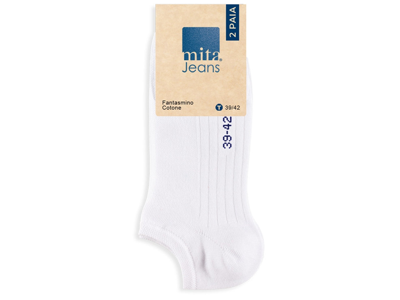 Calza fantasmino da uomo maglia jersey e traforo in cotone set da 2 paia bianco tg 43/46