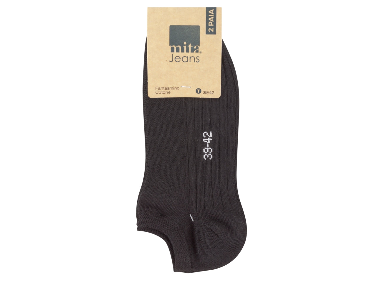 Calza fantasmino da uomo maglia jersey e traforo in cotone set da 2 paia nero tg 39/42