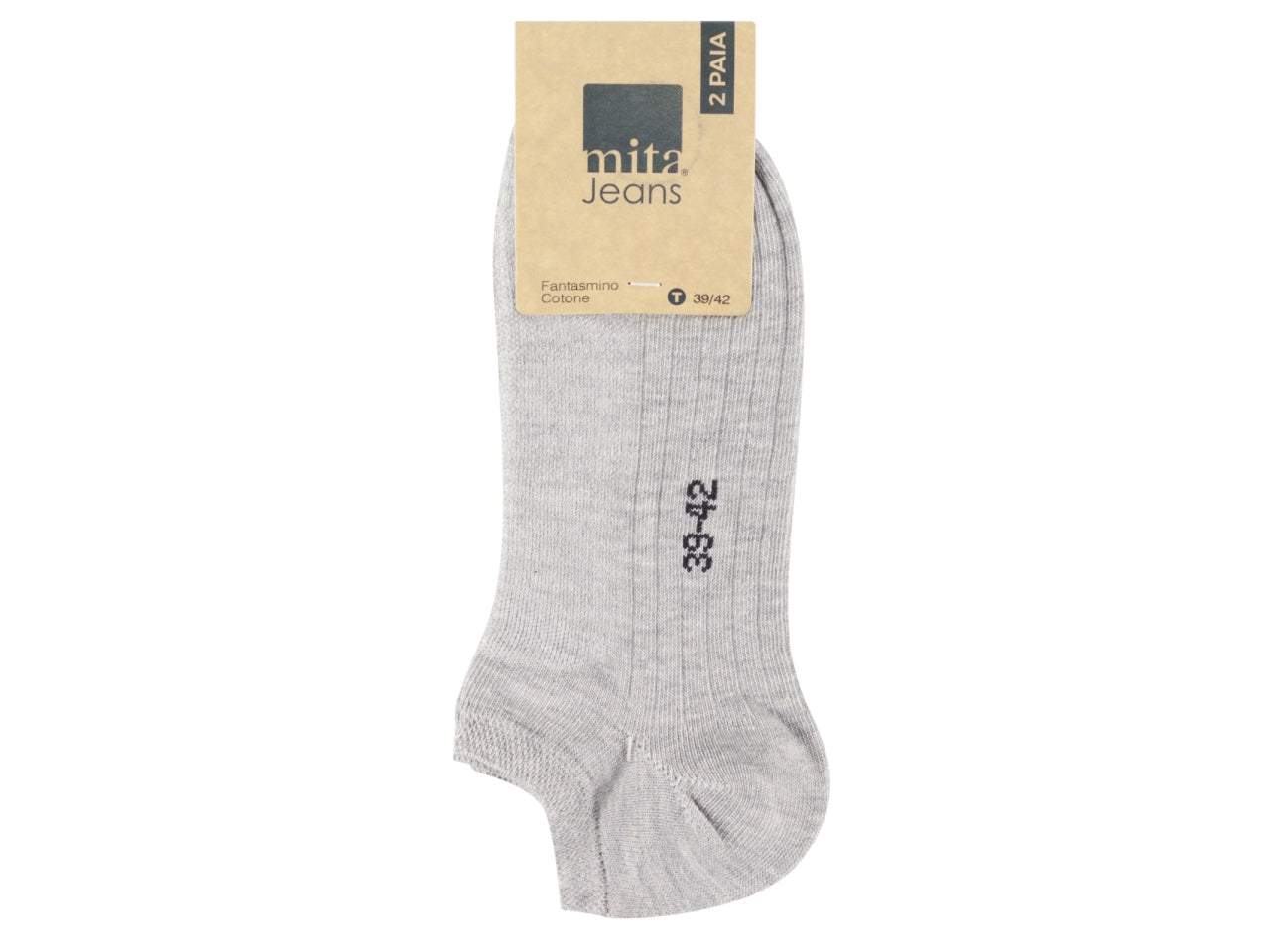 Calza fantasmino da uomo maglia jersey e traforo in cotone set da 2 paia grigio chiaro tg 43/46