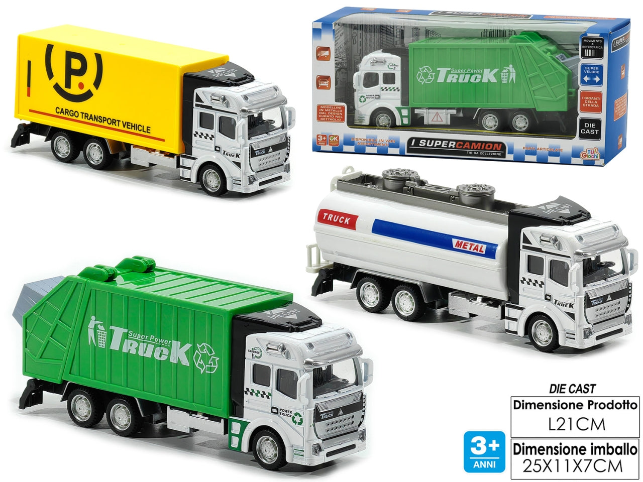 Camion automezzo diecast 3 assortimenti