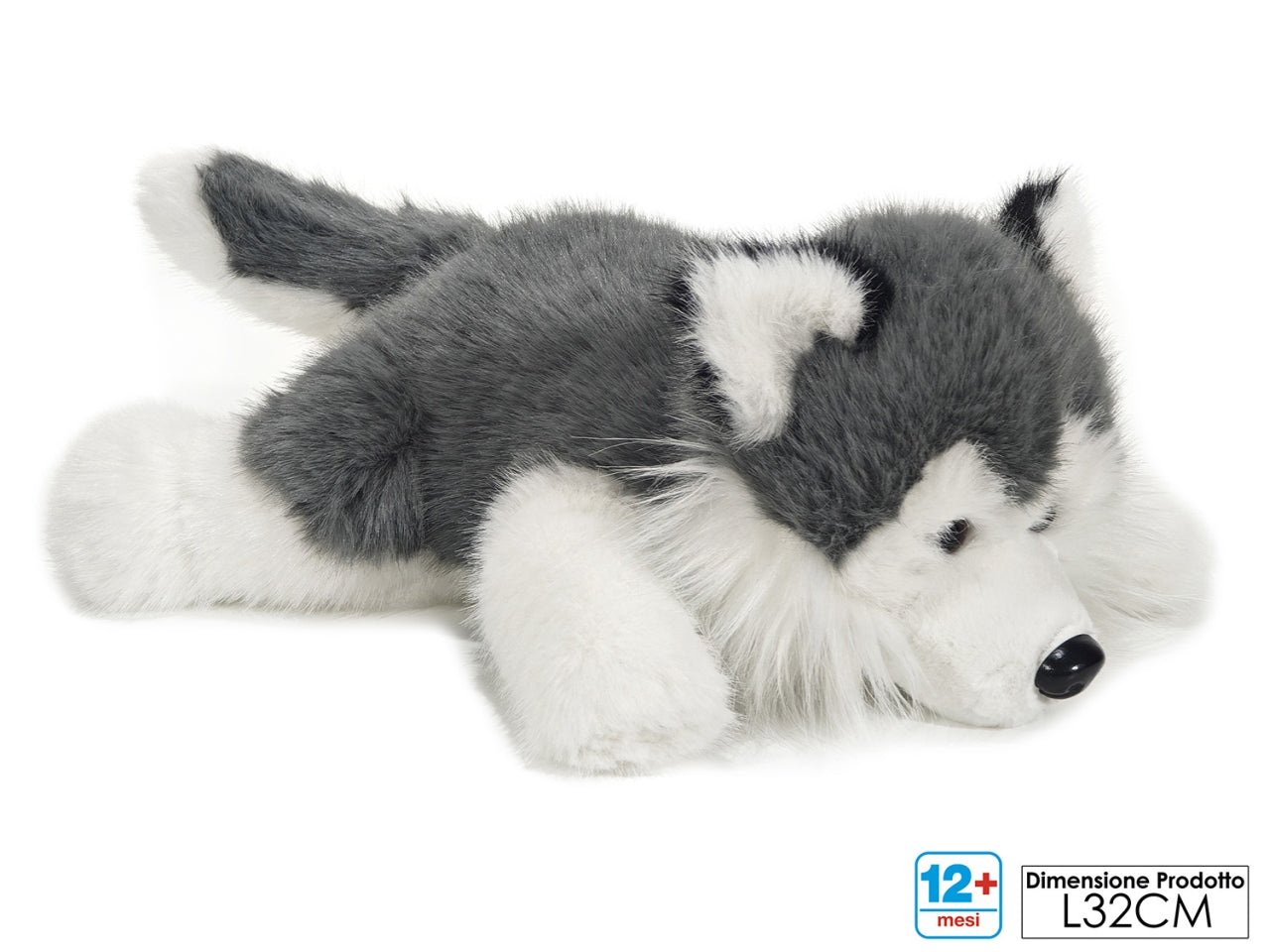 Peluche husky steso 32x23xh18cm