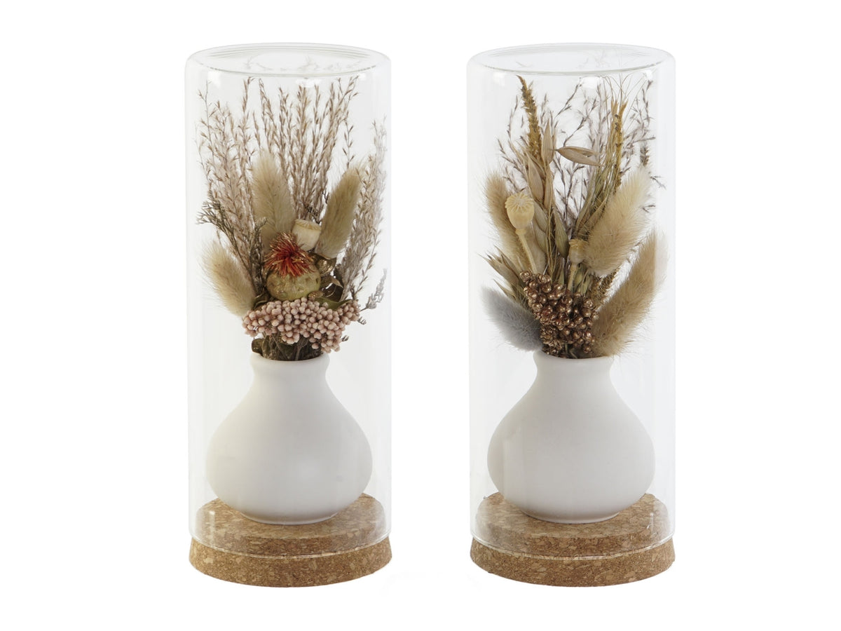 Decorazione fiore secco 8,5x8,5x20cm in 2 assortimenti
