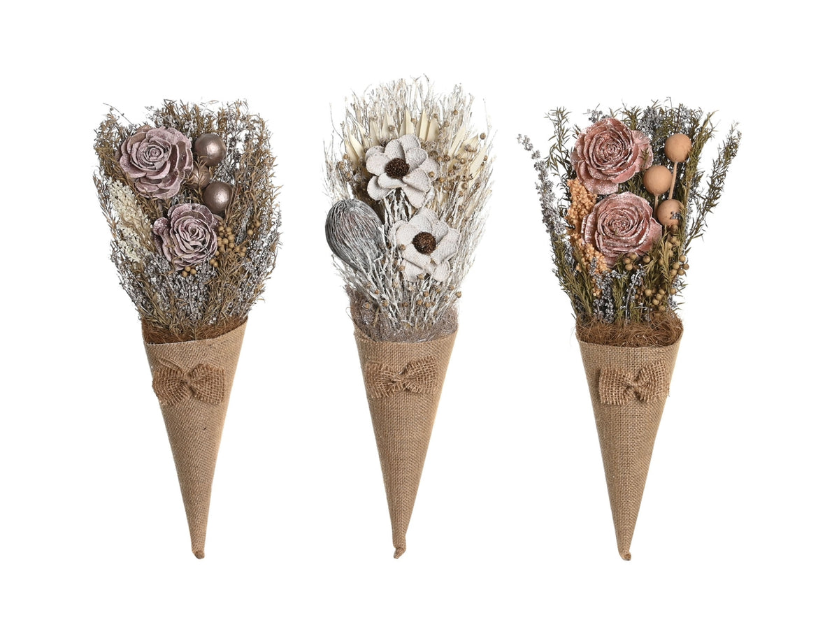 Mazzo fiore secco iuta 25x25x50cm in 3 assortimenti