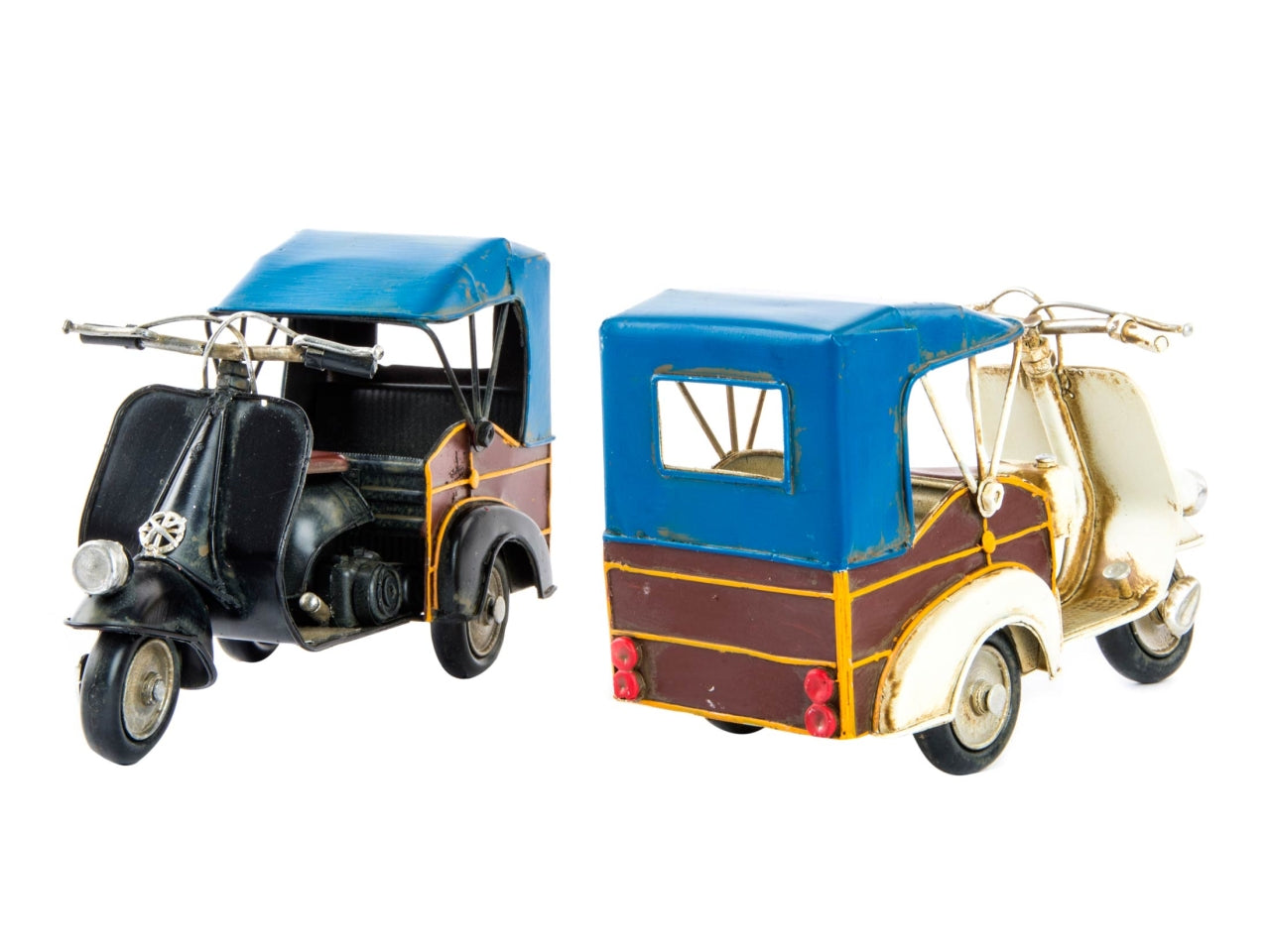 Auto decorazione metallo 17x7,5x11cm tuk-tuk in 3 assortimenti