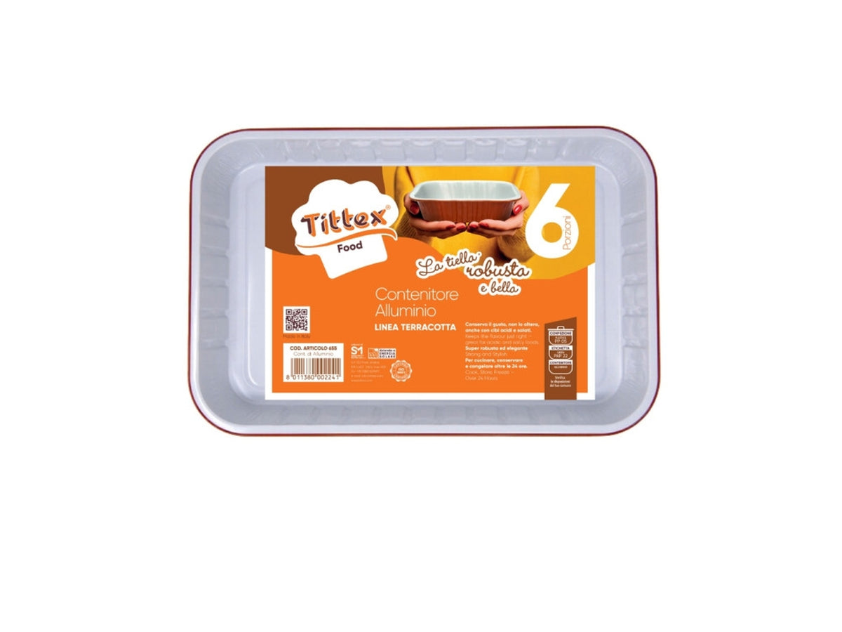 Contenitore di alluminio la tiella terracotta 6 porzioni 2 pezzi