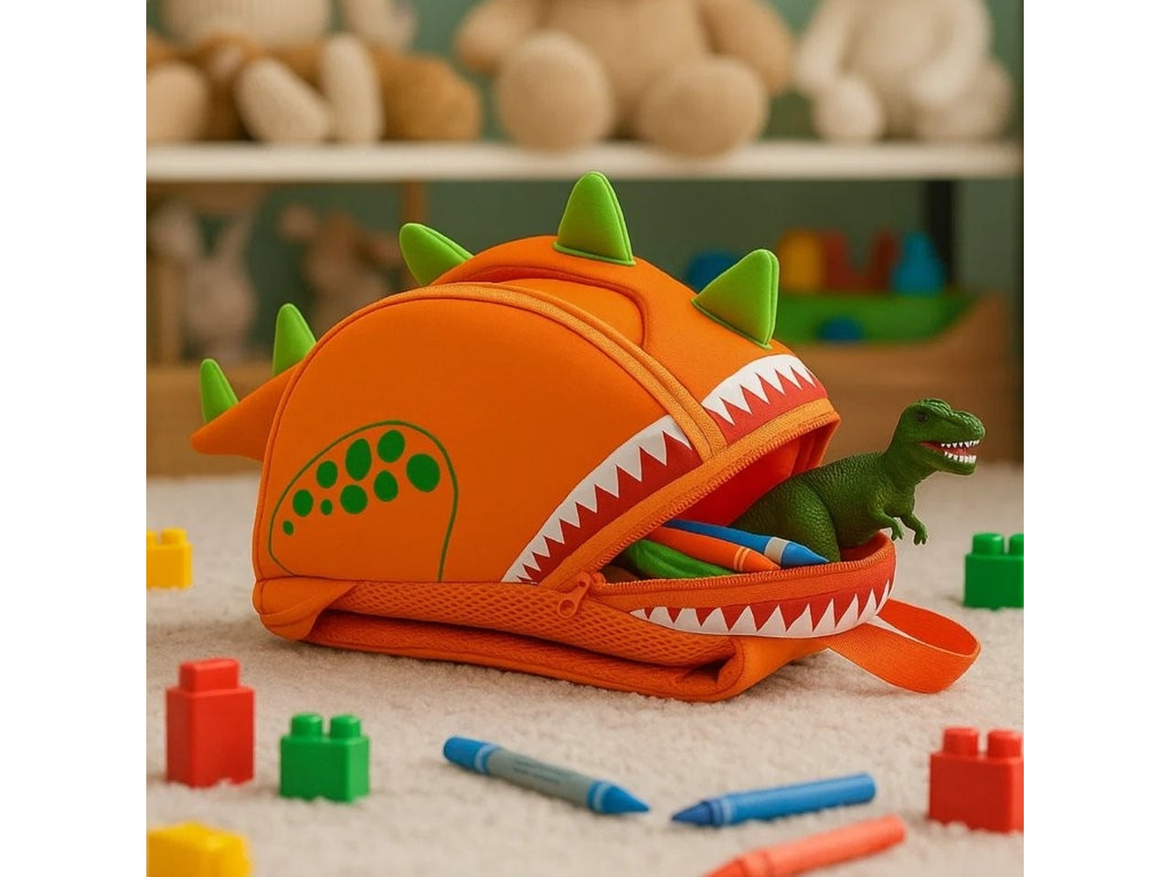 Zaino asilo Dino Body 23x29x14cm in neoprene in 2 colori assortiti