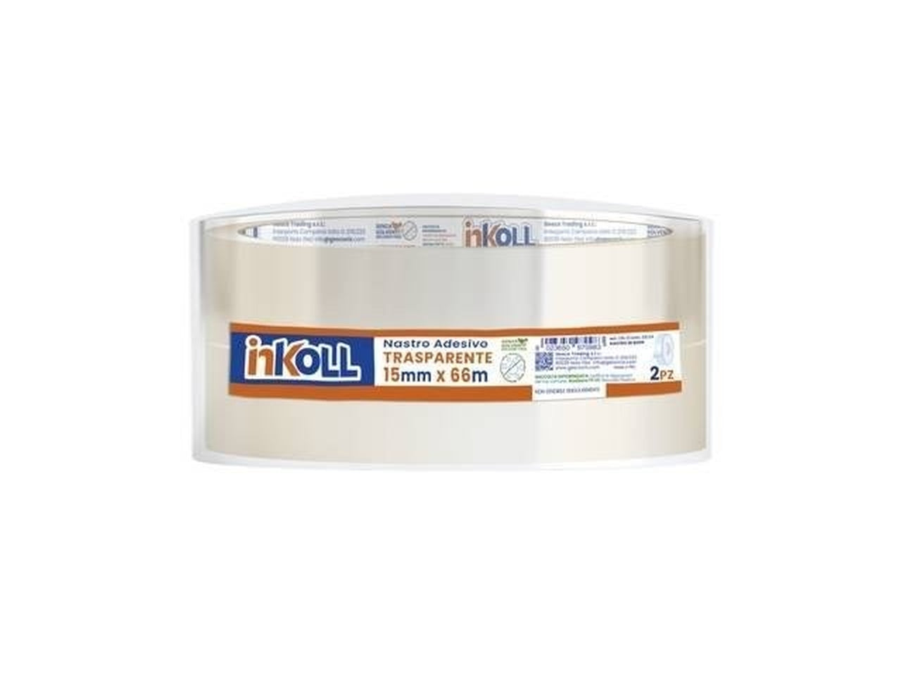 Nastro adesivo trasparente Inkoll 15x66mm in confezione da 2 pezzi