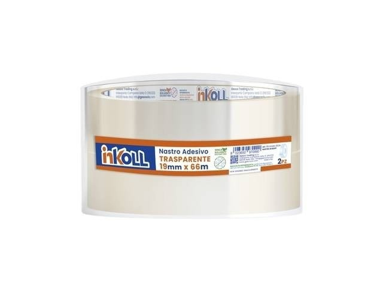 Nastro adesivo trasparente Inkoll 19x66mm in confezione da 2 pezzi