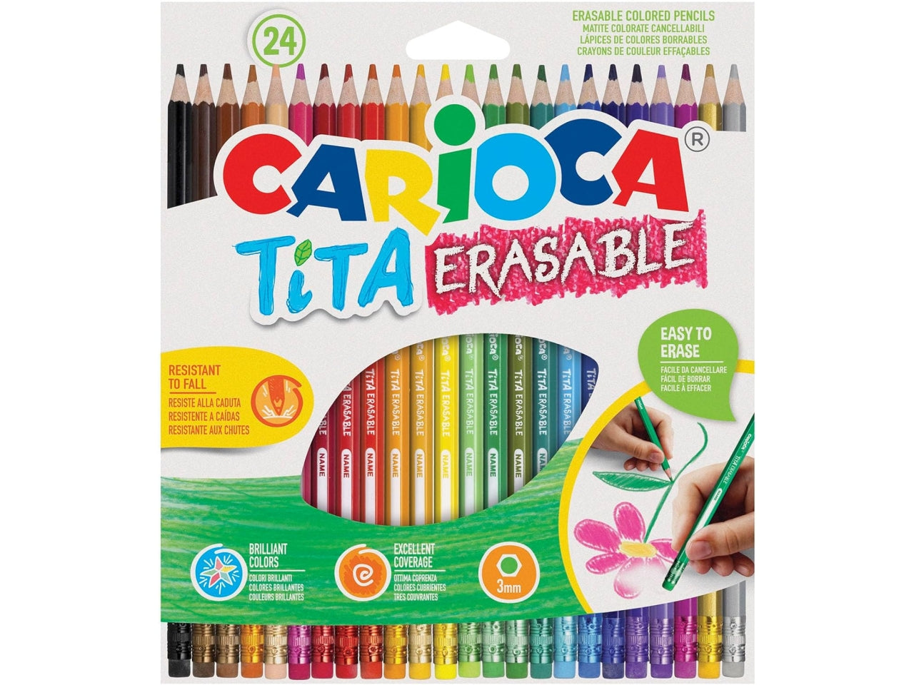 Pastelli cancellabili Carioca Tita Erasable, astuccio da 24 matite