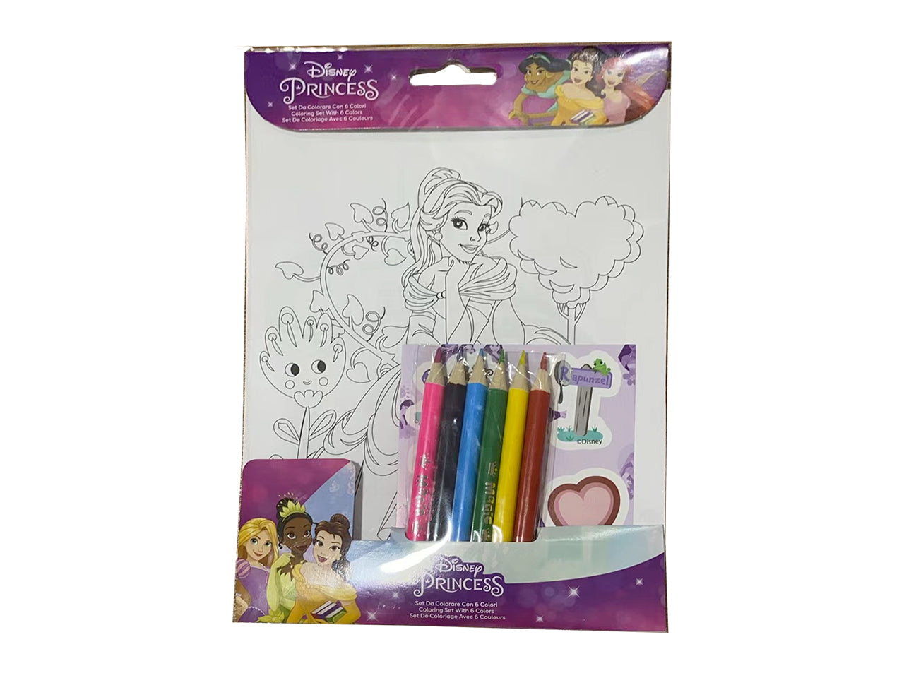 Principesse set da colorare 23x14cm con 6 colori a matita
